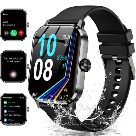 1.96" Smart Watch | Bluetooth Call, Fitness Tracker, 120  Sports Modes, IP68 Waterproof, Ultra-Thin Design Compatible with Android & iPhone