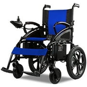ARTEMIS Fold & Travel Lightweight Electric Wheelchair Motor Motorized Wheelchairs Power Wheel Chair Aviation Travel Safe Heavy Duty (Blue)