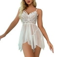thumbnail image 1 of Gibobby Ropa interior mujer Body de Camisola Sexy con Cordones y Espalda Abierta con Panel de Malla para Mujer Lencería Sexy de San Valentín Body Encaje(Blanco, M), 1 of 4