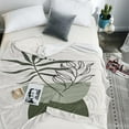 thumbnail image 5 of Abstract Mid Century Flannel Throw Blankets Green Beige Boho Leaf Thick Reversible Plush Fleece Blanket for Bed Couch Sofa,Geometric Minimalist Aesthetic Comfy Warm Fuzzy TV Throws 60"x80", 5 of 6