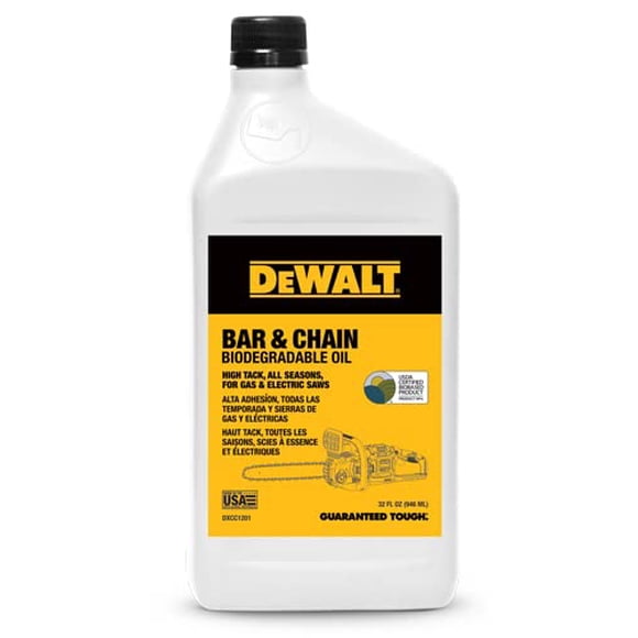 Aceite de motosierra DEWALT biodegradable 946 ml de alto rendimiento
