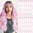 thumbnail image 1 of LAICAIW 16 Pcs Extensions de Cheveux Colorées Bouclées Ondulées à Clipser Postiche Synthétique à Rayures pour Filles Femmes Enfant, Mèches de Fête Multicolores (Rose Pâle), 1 of 6