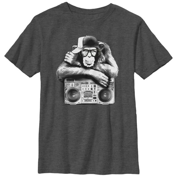 Boy's Lost Gods Boombox Chimp Graphic Tee Charcoal Heather Medium