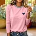 thumbnail image 4 of Zormilly Long Sleeve Shirts for Women Striped Crew Neck Casual Plus Size Blouses Heart Printed Fashion Loose Fall Outfits, S-5XL, 4 of 6