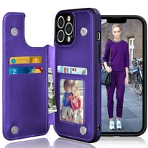 Tiflook Wallet Case For iPhone 13 Pro (6.1 inch) 2021 Minimalist PU Leather Card Holder Magnetic Closure Slim Cover Purple