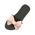 thumbnail image 3 of Xfvqtps Flat Sandals for Womens Bow Decor Flower Print Flatform Slip on Slide Open Toe Soft Sole Non Slip Casual Beach Summer EVA Sandals Pink, 3 of 9