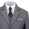 thumbnail image 4 of Boys Suits 5 Pieces Slim Fit Pants Medium Gray Outfit Formal Suit for Wedding Jacket Vest Pants Collared Dress Shirt and Tie, 4 of 6