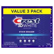 Crest Toothpaste, 3D White Stain Eraser Teeth Whitening Toothpaste, Icy Clean Mint, 3.8 oz, Pack of 3