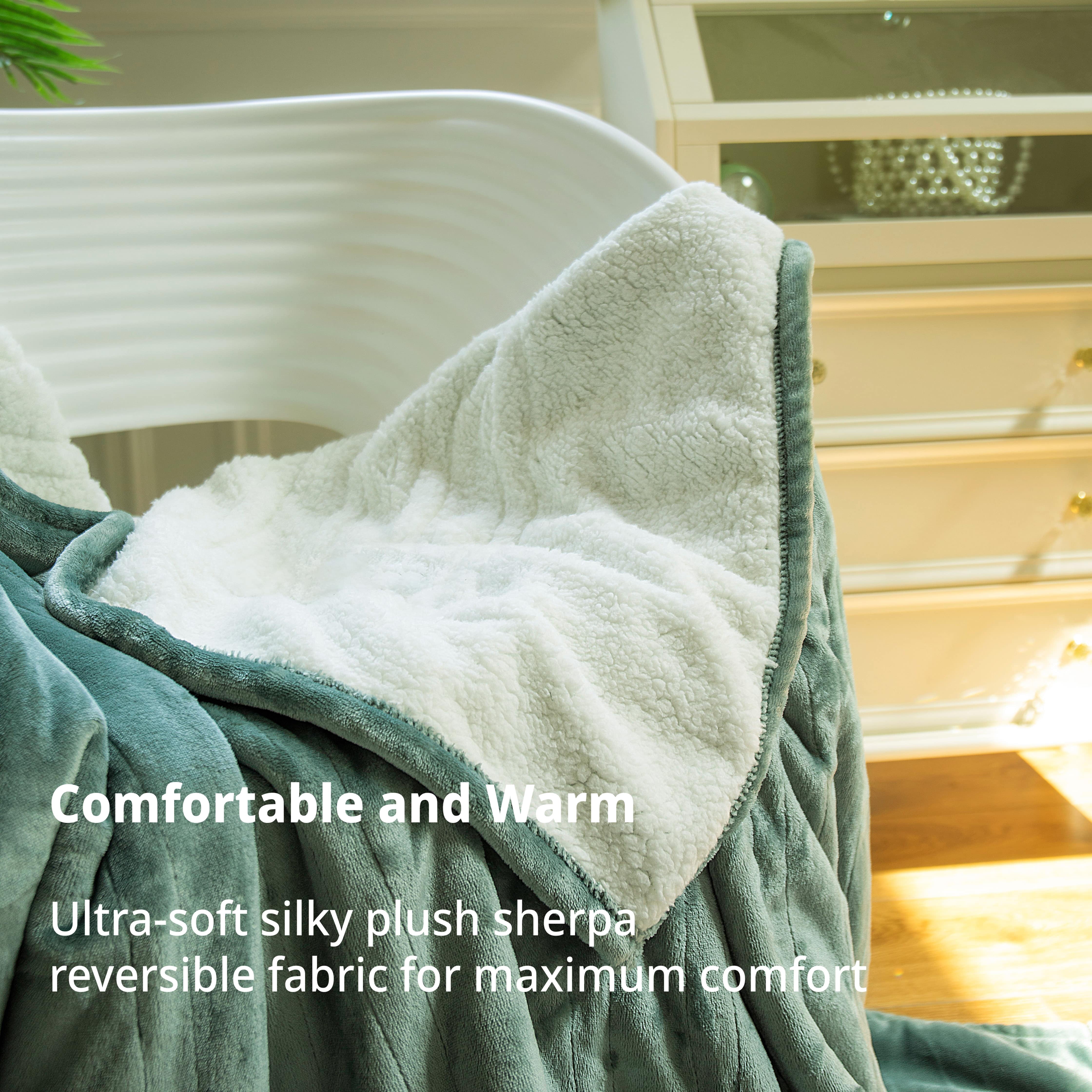 GOTCOZY Heated Blanket Electric Throw 50''X60'' with 4 Heating Level & 3 Hour Auto Off,Machine Washable - Green