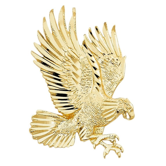 FB Jewels 14K Yellow Gold Eagle Pendant 42mm X 30mm