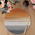 thumbnail image 3 of Orange Gray Round 15 Inch Placemats Set of 4, Farmhouse Retro Gradient Wooden Grain HeatResistant Non Slip Place Mats for Dining Table, Wipeable Braided Kitchen Table Mats for Housewarming, 3 of 9