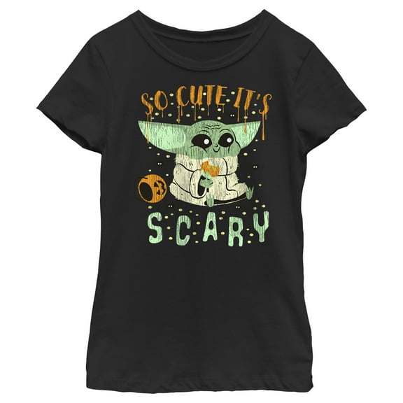 Girl's Star Wars: The Mandalorian Halloween So Cute It’s Scary  Graphic Tee Black Small