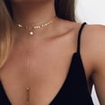thumbnail image 3 of Collier à chaîne en couches réglable : Pendentif Star Disc Y Collier Collier Collier Collier, 3 of 10
