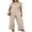 Beige, variant on Womens Jumpsuits Overalls Wide Leg Dressy Jumpsuit Tie Waisted Short Sleeve Long Rompers with Pockets