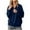 Dark Blue, variant on Zip Up Sweatshirts for Women Casual Long Sleeve Workout Pullover Tops Loose Fit Drop Shoulder Sweatshirt Solid Color Fall Winter Athletic Clothes Black M