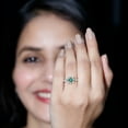 thumbnail image 4 of Rosec Jewels Antique Inspired Emerald Engagement Ring - AAA Quality - Emerald Diamond Ring - with Jewelry Box, 14K White Gold, US 4.50, 4 of 8
