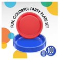 thumbnail image 2 of Party Solids Blue & Red Disposable Plates for Party Supplies - 100 Pcs (50-7" & 50-9") Dessert & Dinner Plate Set - Heavy Duty 350 GSM Plastic Dinnerware, 2 of 7