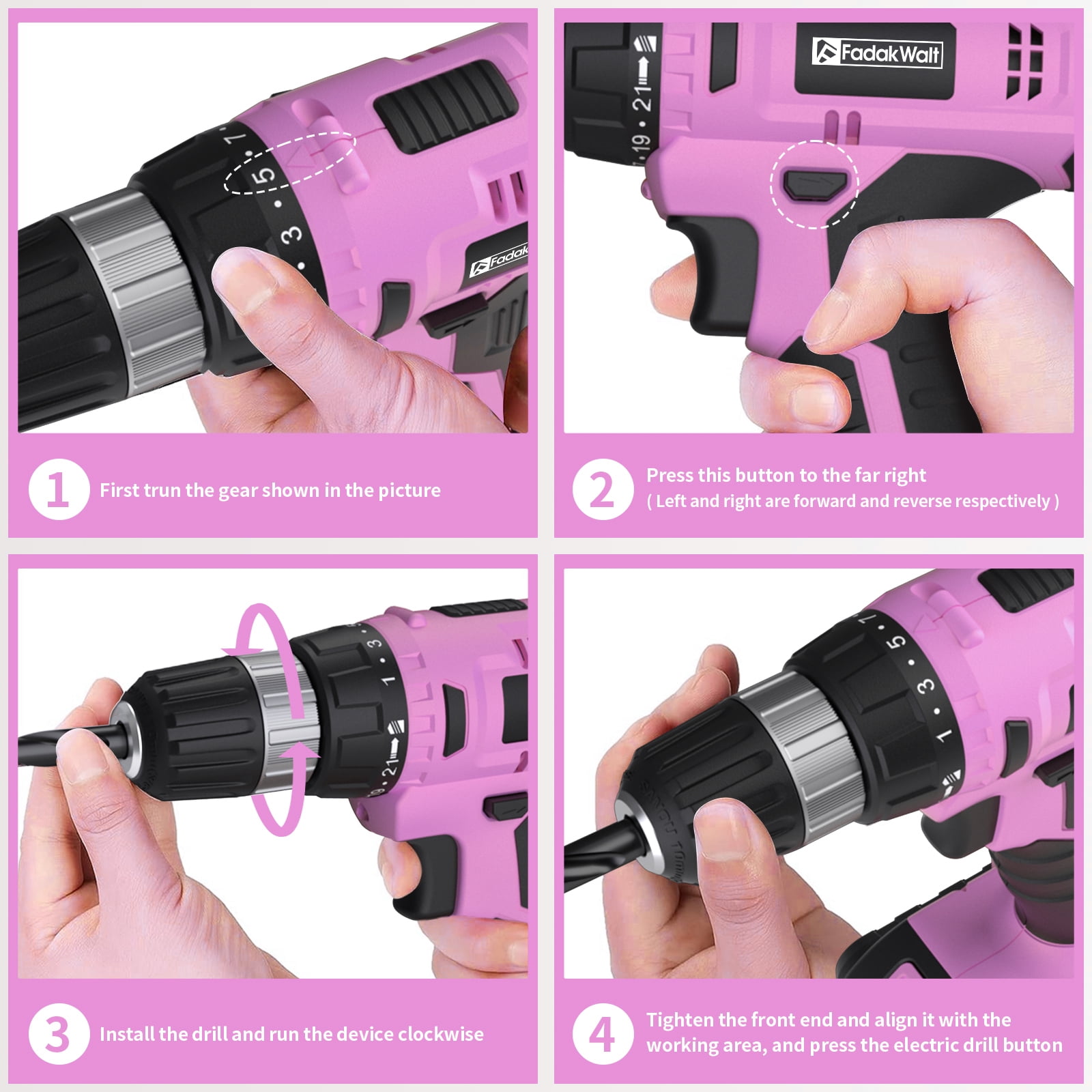 20V Cordless Drill Set with Lithium-Ion Battery and Charger, Electric Power Drill/Driver Kit, 3/8" Keyless Chuck, 22 Torque Settings, Includes 60pcs Drill Bits and Sockets for Home DIY Projects
