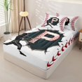 thumbnail image 2 of Homewish Letter P Baseball Player Print Zipper Twin Comforter Sets with Fitted Sheet and 2 Pillowcases,Sports Monogram Zipper Bedding Set For Kids Boys And Girls,Reversible,4-Piece, 2 of 7