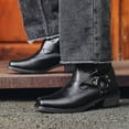 thumbnail image 3 of Cowboy Boots For Men Outdoor Zipper Non-Slip Wear-Resistant Heel Classic Short Boots Fall Winter Traditional Boots, 3 of 4