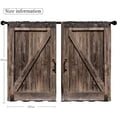 thumbnail image 5 of Rustic Western Barn Door Kitchen Curtains Small Short Country Curtains Brown Rust Farmhouse Bathroom Window Treatment Curtain Wooden Door Bedroom Drapes 27.5x36 Inch 2 Panels Set, 5 of 6