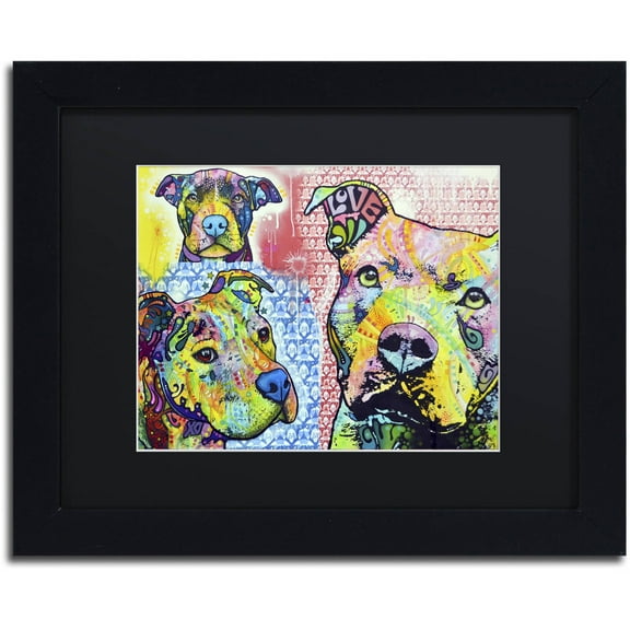Trademark Fine Art "Thoughtful Pit Bull Part 3" Canvas Art by Dean Russo, Black Matte, Black Frame