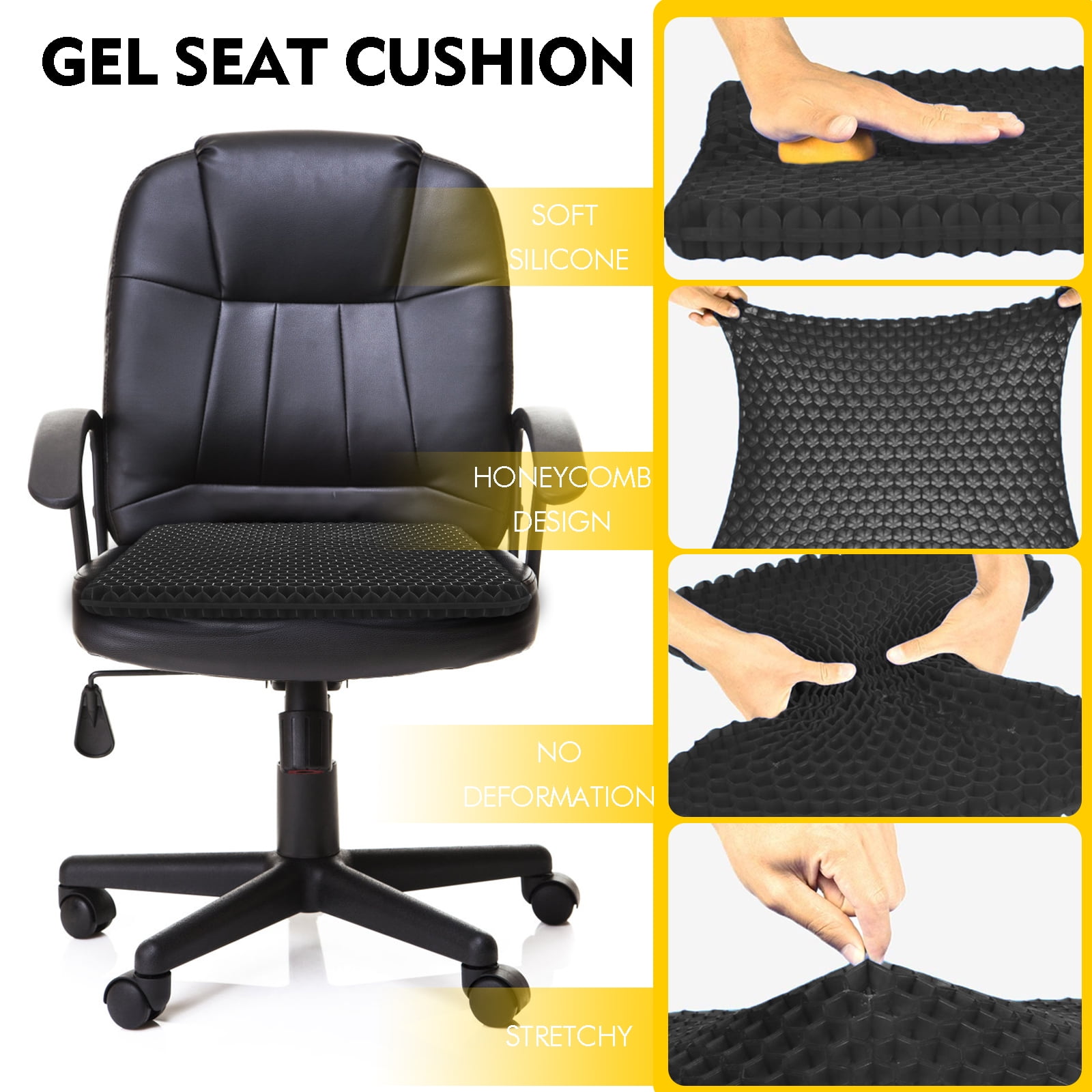 BIMZUC Gel Seat Cushion for Long Sitting - Thick & Extra Large, Gel Cushion  for Wheelchair Soft, Gel Chair Cushion Comfy, Gel Car Seat Cushion  Breathable, Gel Seat Cushion for Office Chair