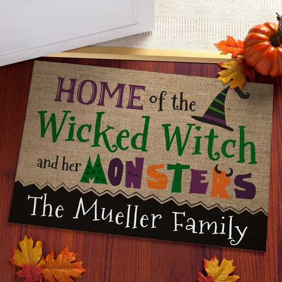 Personalized Doormat - Wicked Witch and Her Monsters