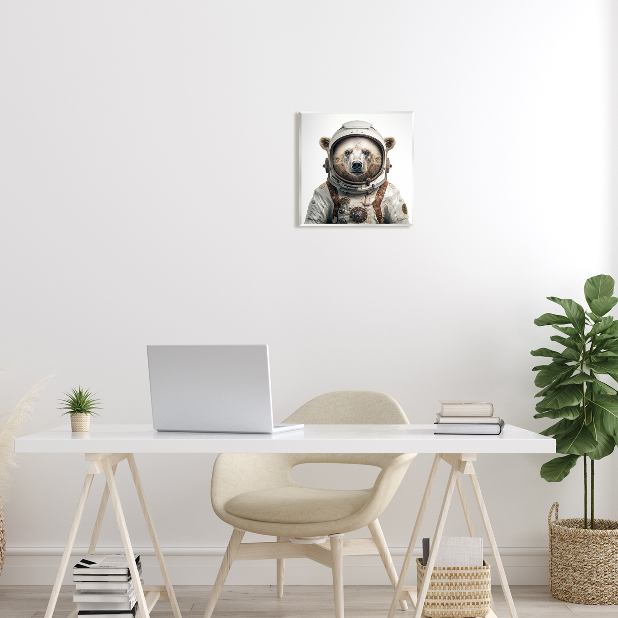 Stupell Industries Bear in Space Suit Animals & Insects Painting Unframed Art Print Wall Art, 12 x 12