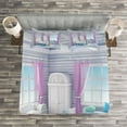 thumbnail image 3 of Ambesonne Fantasy Quilted Bedspread Set 3 Pcs, Dreamy Wooden Bedroom, Queen Size, Lilac Purplegrey, 3 of 3