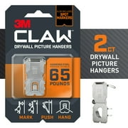3M CLAW 65 lb. Drywall Picture Hanger with Spot Marker, Gray, Heavyweight Hanging Solution for Room Decor and Office Decor, Including Mirrors or Large Art, 2 Wall Hangers, 2 Spot Markers