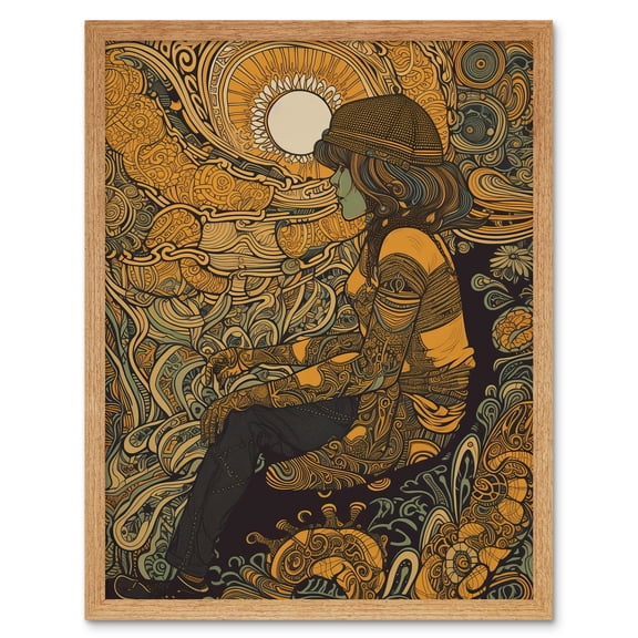 Part of The Worlds Tapestry Ornate Pattern Linocut Art Print Framed Poster Wall Decor 12x16 inch