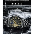 thumbnail image 6 of EXPLOJOY Men's Automatic Mechanical Watch Skeleton Stainless Steel Waterproof Tourbillon Watches, 6 of 9