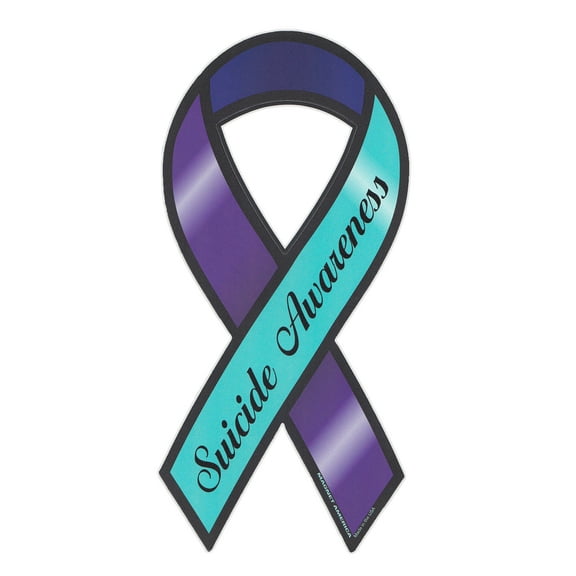 Magnetic Bumper Sticker - Suicide Awareness - Ribbon Shaped Support Magnet - 4" x 8"