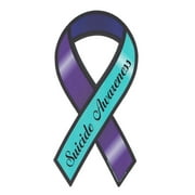 Magnetic Bumper Sticker - Suicide Awareness - Ribbon Shaped Support Magnet - 4" x 8"