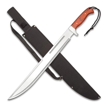Beast Machete | 18 3/4 Stainless Steel Blade | Secure Wooden Handle | Stainless Steel Guard | Durable Nylon Sheath Included | 25 Overall Length