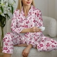 thumbnail image 4 of Goofa Flower Butterfly Printed Women’s 2 Piece Pajama Set Super,Pajamas Women's Long Sleeve Sleepwear Soft Button Down Loungewear Pjs Lounge Set Nightwear-Small, 4 of 9