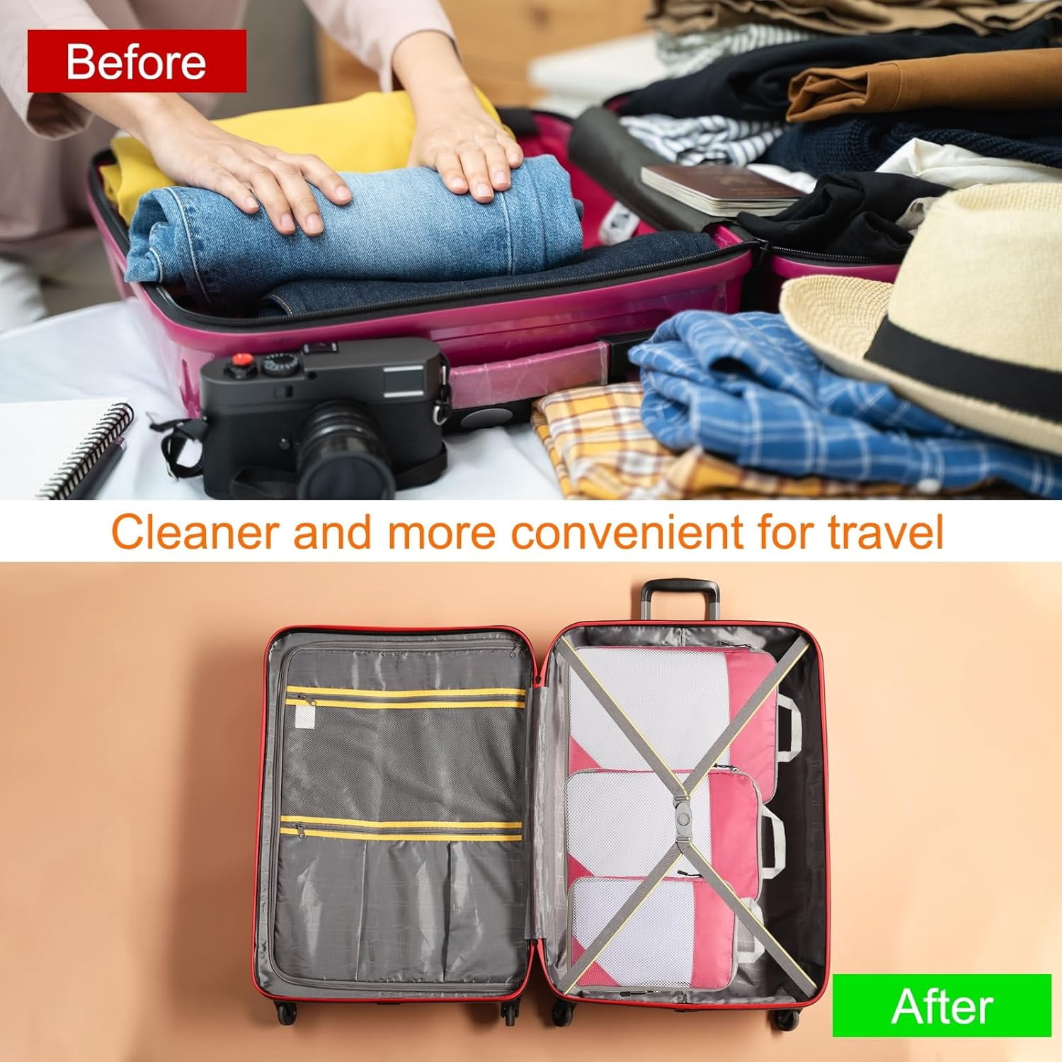 XiHAMA 3pcs Compression Packing Cube for Suitcases Lightweight Luggage Organizers Bag Travel Essentials Compression Bags for Carry on Suitcases