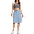 thumbnail image 1 of INSPIRE CHIC Women's Jean Skirts High Waist A Line Elastic Back Waist Casual Knee Length Denim Skirt L Pale Blue, 1 of 2