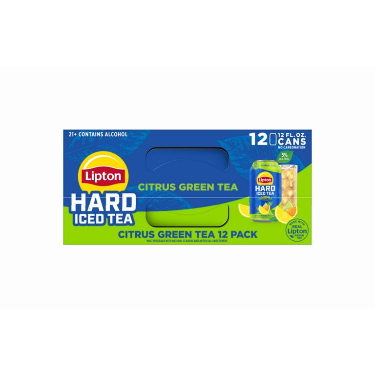 Lipton Hard Iced Tea Citrus Green Tea, 12 Pack, 12 fl oz Cans, 5
