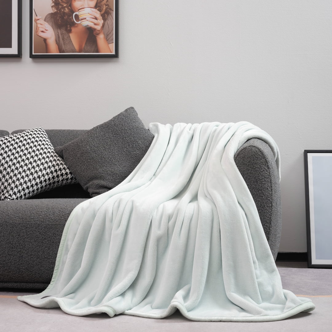 Mellowdy Extra Thick Hearty Plush Blanket - 500GSM Twin/Full Warm Blanket for Winter, Fall, Couch, Bed (Light Mint, 60x80 inches)