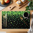 thumbnail image 2 of St. Patrick's Day Placemats Set of 4, Spring Lucky Shamrocks Leaves Black Placemats for Dining Table, Place Mats for Kitchen Tabletop, Waterproof Wipeable Dining Table Mats Set, 2 of 9