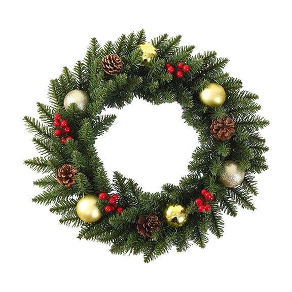 Virelaxpo 30cm Christmas Wreath with Berry Vines, PVC Artificial Garland for Front Door Decoration, Holiday and Winter Home Festive Decor