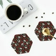 thumbnail image 4 of Honeii Red Rose Skull print Leather Coaster Set of 4, ideal for safeguarding your furniture from drinks spills and effortless cleanup-Hexagon, 4 of 6