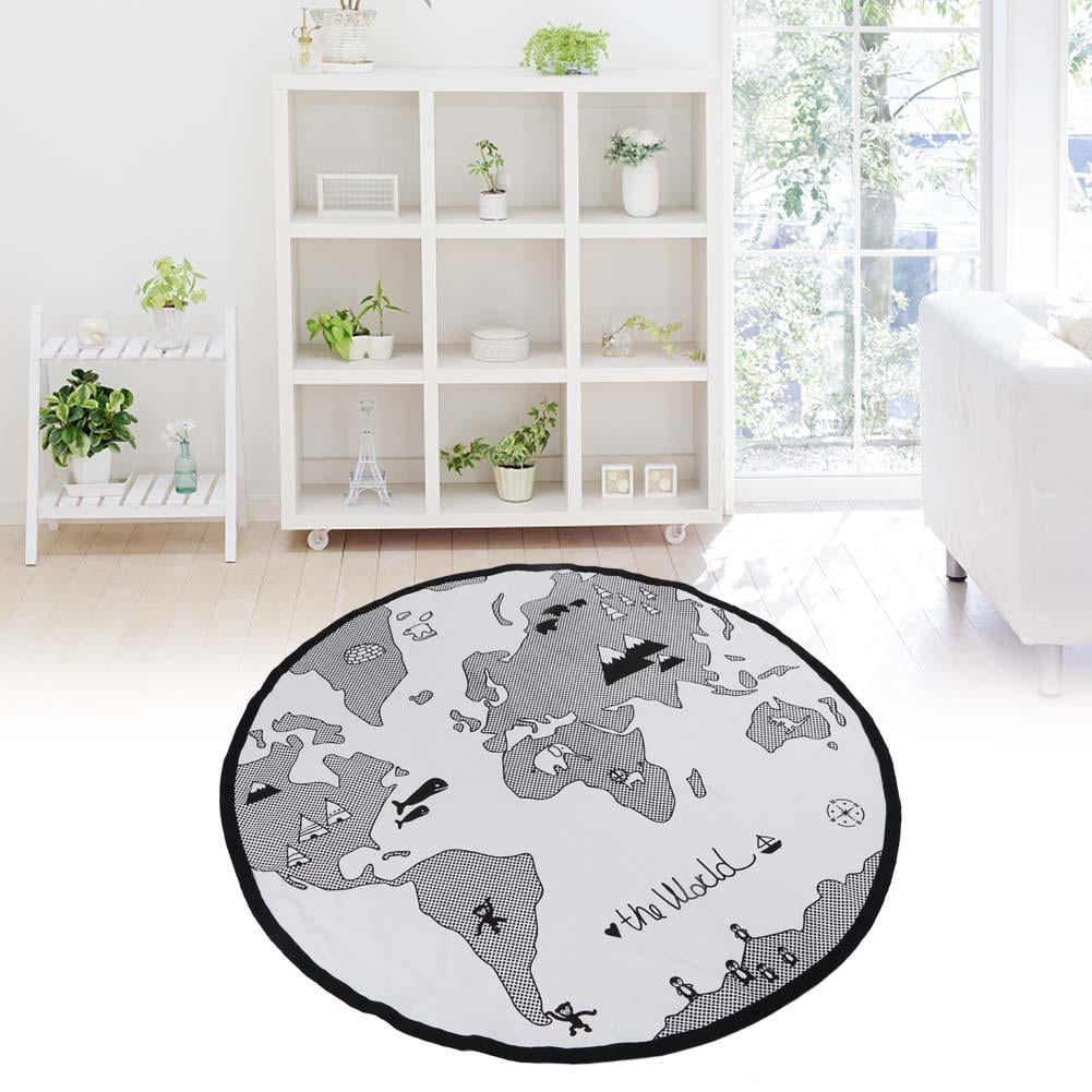 135cm Round Canvas Playing Mat World Map Floor Crawling Pad for Baby Kid