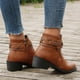 thumbnail image 3 of NECHOLOGY Botas Mujer Adulto Femenino Zapatos Botines mujer Botas con hebilla de cinturón de Metal de mezclilla Retro zapatos de mujer nueva manga de tacón de mujer (Brown, 6.5), 3 of 7