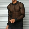 thumbnail image 6 of ZVNAΖH Men's Mesh Fishnet Top Long Sleeve Sheer See Through T Shirt Fitted Muscle Blouse Clubwear, 6 of 8