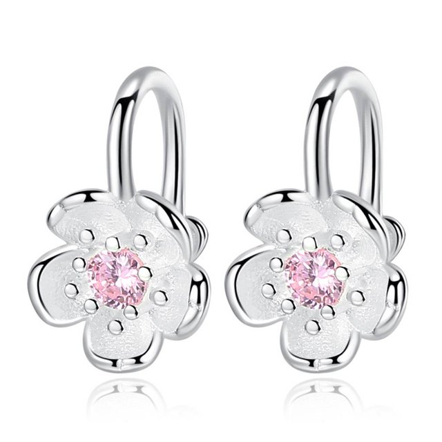 1 par de pendientes de Clip para mujeres y niñas, pendientes de flores de cerezo, pendientes para niñas, pendientes coreanos románticos, Clip Ropa, zapatos y accesorios Miscelánea Rosa Guardurnaity PS12023-01