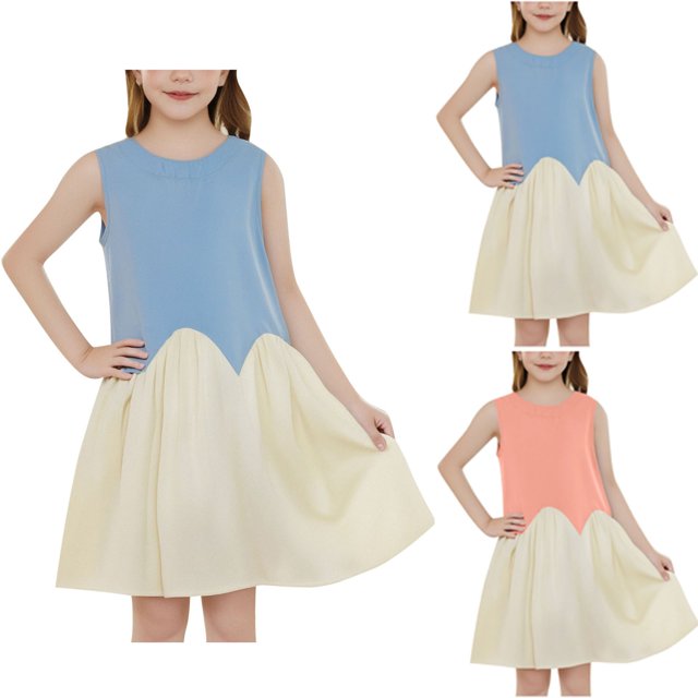 Tranfacy Robes pour Petite Fille, Robe d'Été pour Filles, Robe pour Enfants 18 m-7 A, Robe d'Été Sans Manches à Col Rond, Robe de Princesse Élégante