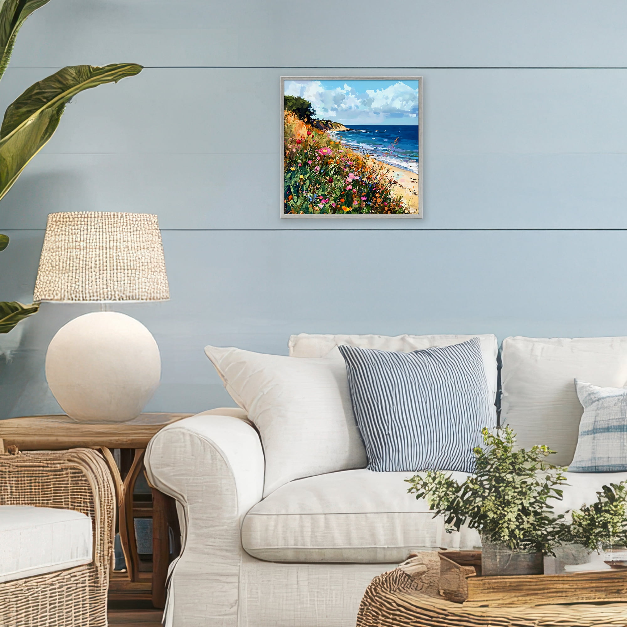 Stupell Industries Enchanted Oceanside Meadow Gray Framed Giclee Art, design by Creative Studio